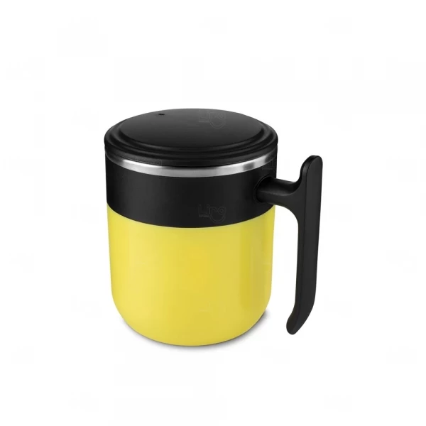 Caneca de Plástico com Inox Personalizada - 350ml Amarelo