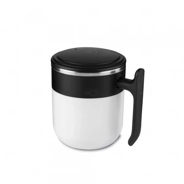 Caneca de Plástico com Inox Personalizada - 350ml Branco