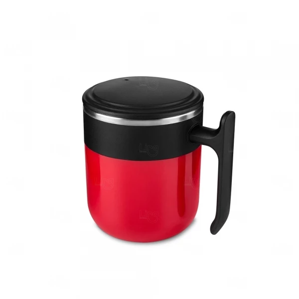 Caneca de Plástico com Inox Personalizada - 350ml Vermelho