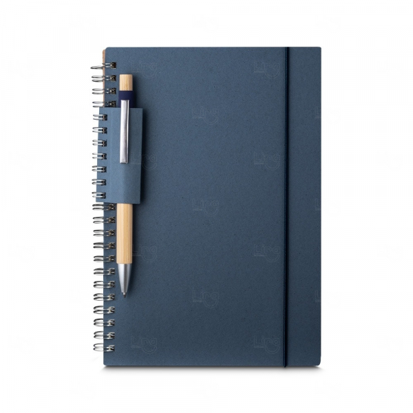 Caderno A5 Personalizado Papel Reciclado - 21 x 15 cm Azul