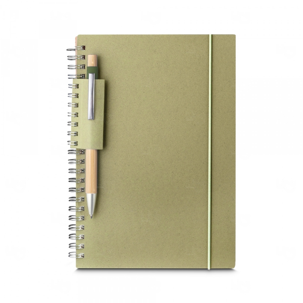 Caderno A5 Personalizado Papel Reciclado - 21 x 15 cm Verde