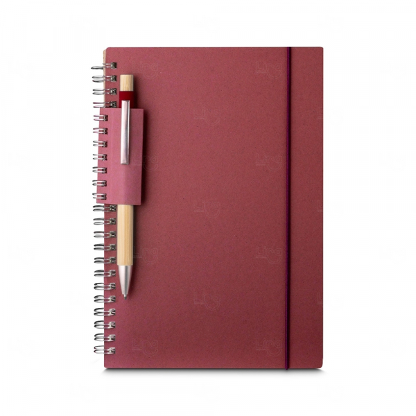 Caderno A5 Personalizado Papel Reciclado - 21 x 15 cm Vermelho