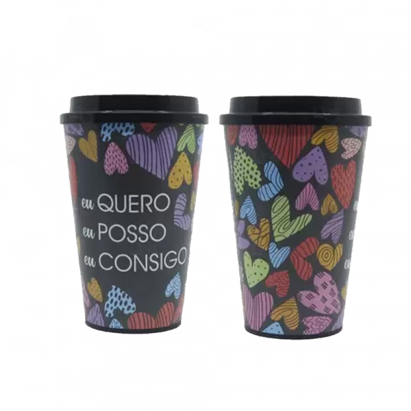 Copo de Fibra De Arroz In Mold Label Personalizado - 550ml Preto