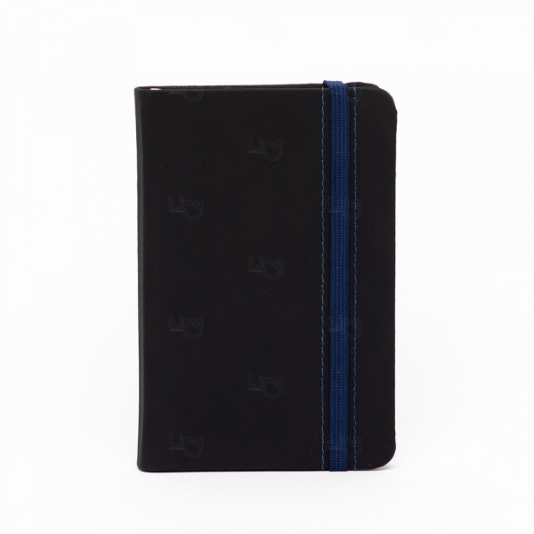 Moleskine Emborrachado Personalizado - 15 x 10 cm Preto e Azul