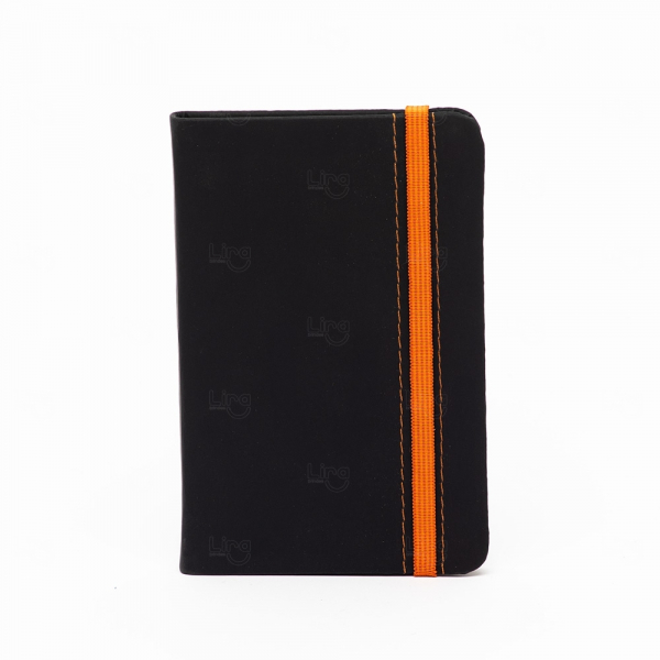 Moleskine Emborrachado Personalizado - 15 x 10 cm Preto e Laranja