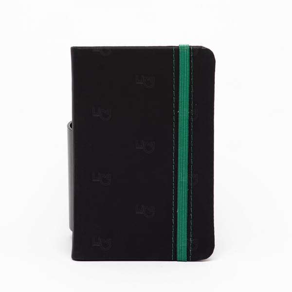 Moleskine Emborrachado Personalizado - 15 x 10 cm Preto e Verde