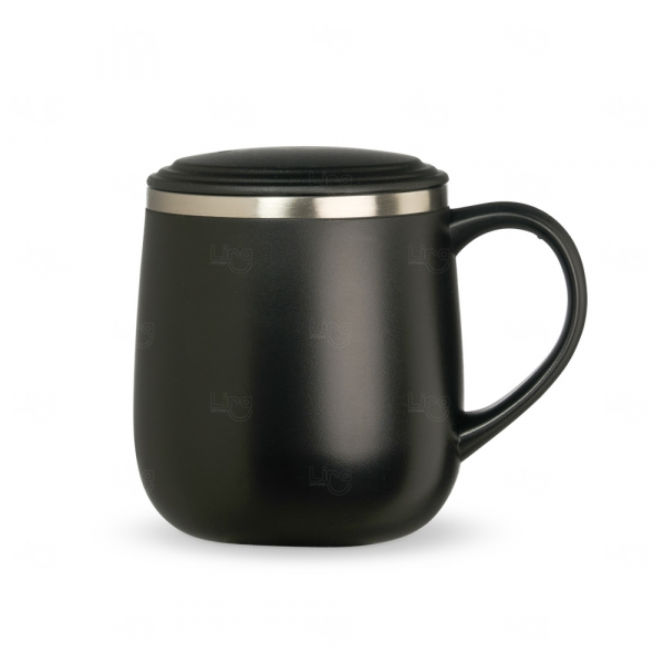 Caneca Parede Dupla - Personalizada - 370ml Preto e Preto