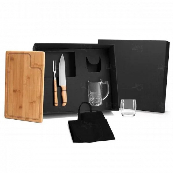 Kit Churrasco / Cerveja / Whisky 6 Pçs - Personalizado Preto