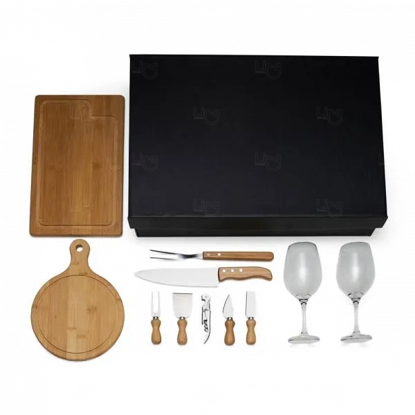 Kit Queijo, Churrasco E Vinho 11 Pçs - Personalizado Preto