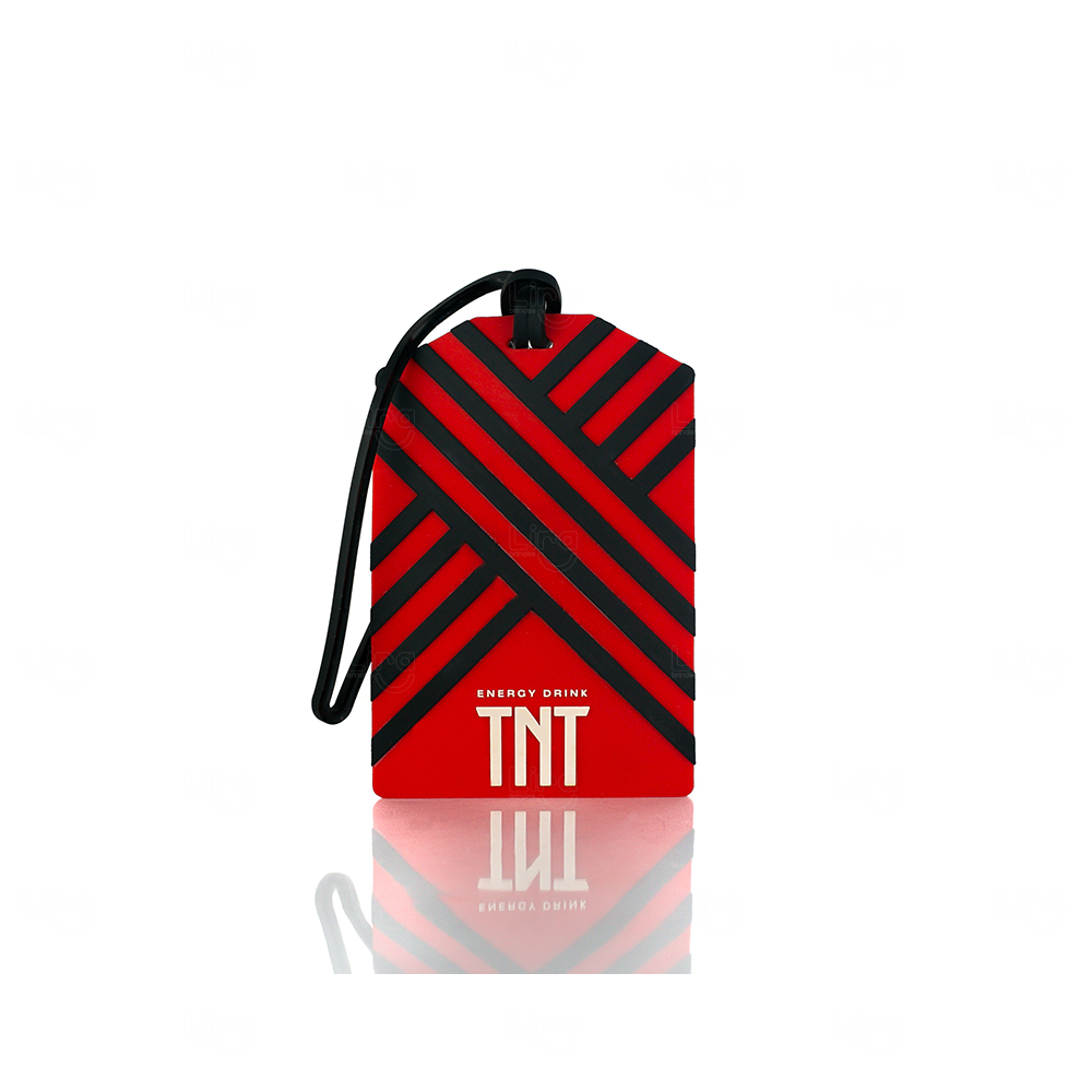 Tag de Mala Emborrachada Personalizada - 5cm Preto e Vermelho