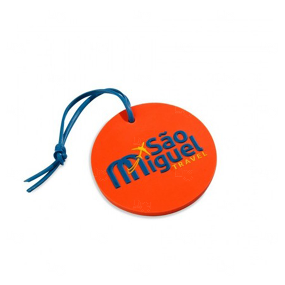 Tag de Mala Emborrachada Personalizada - 5cm Azul e Laranja