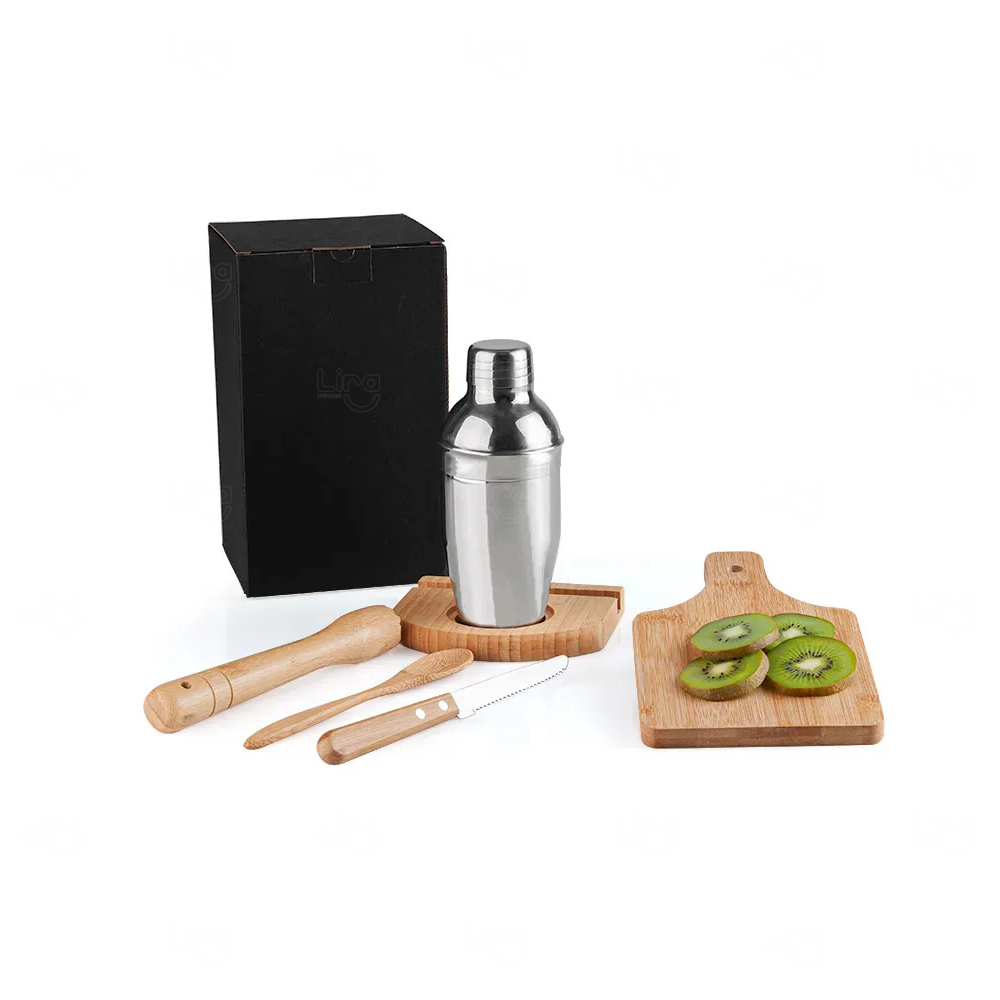 Kit Caipirinha Personalizado com Coqueteleira - 6 Peças 