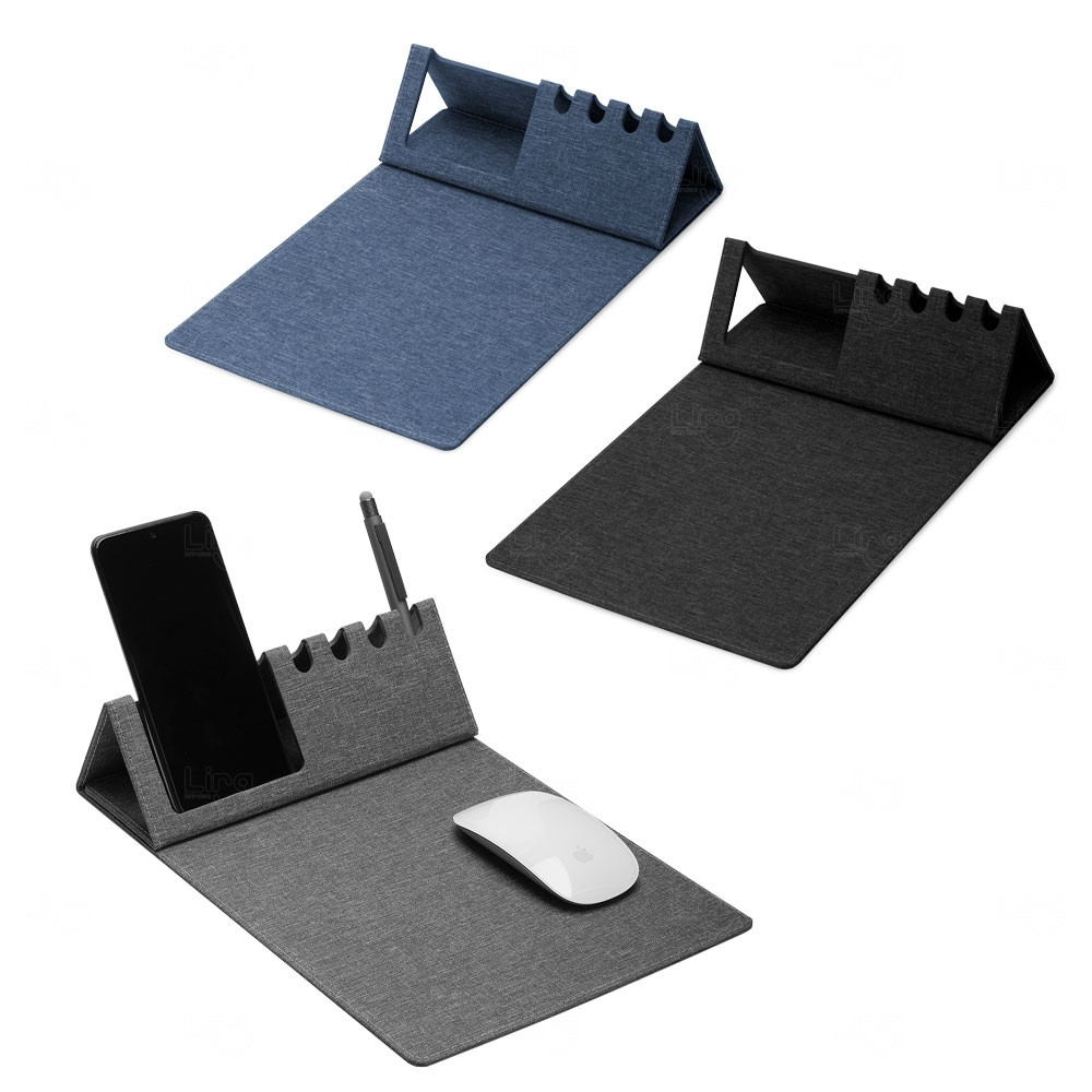 Mouse Pad com Suporte Celular e Canetas Personalizado 