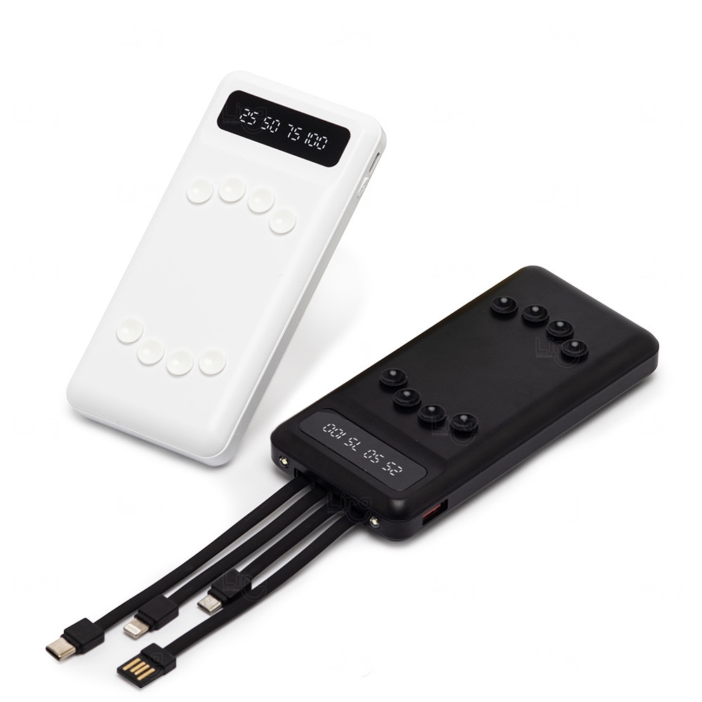 Power Bank Personalizado Indicador LED e Lanterna - 10.000 Mah 