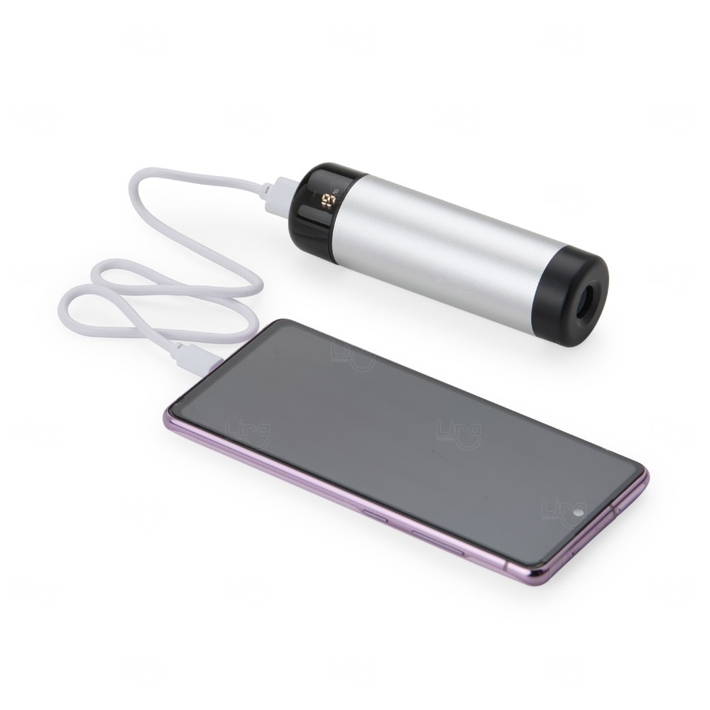 Power Bank Personalizado Indicador LED e Lanterna - 4.000 Mah 