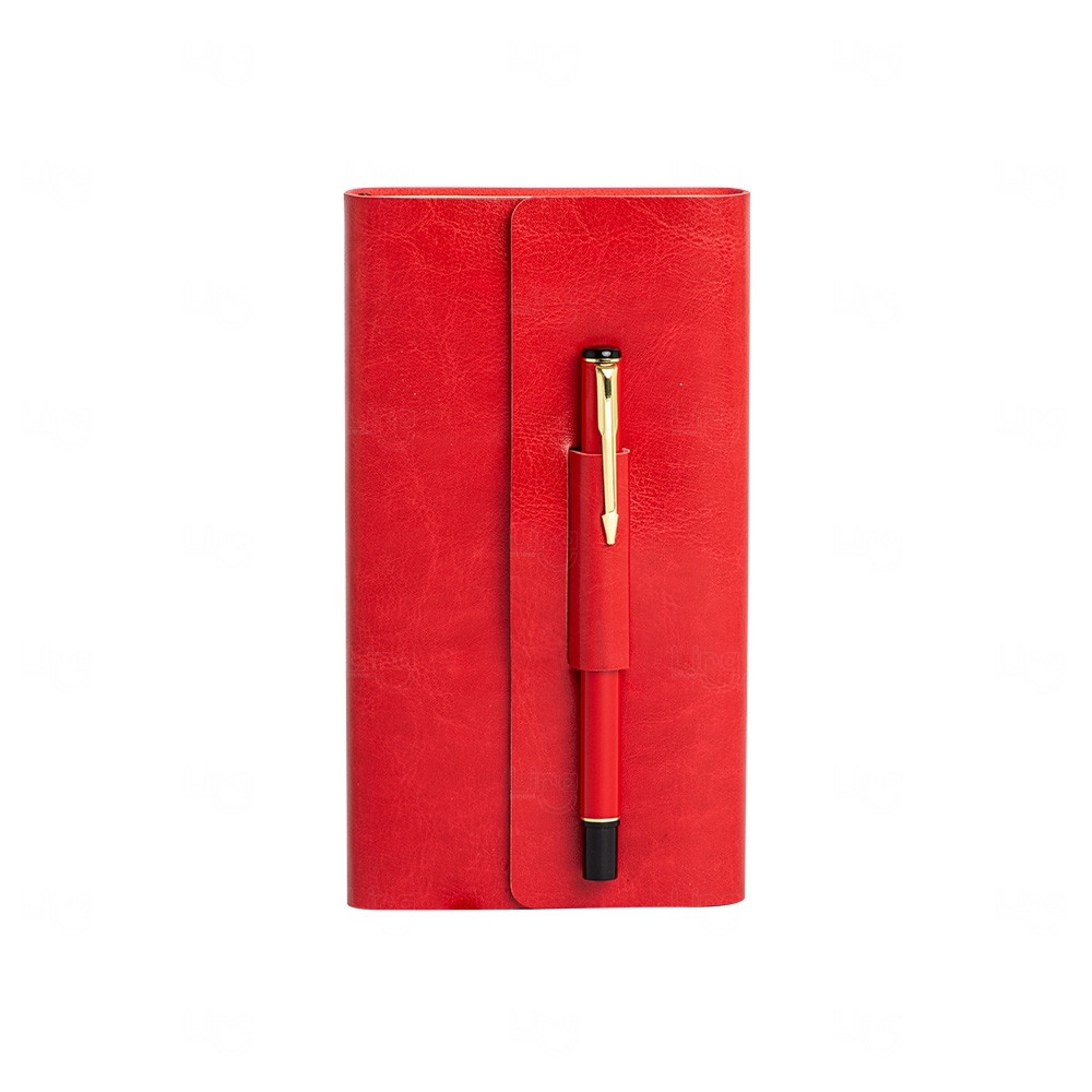 Bloco de Notas Personalizado com Caneta - 17,8 x 10 cm Vermelho