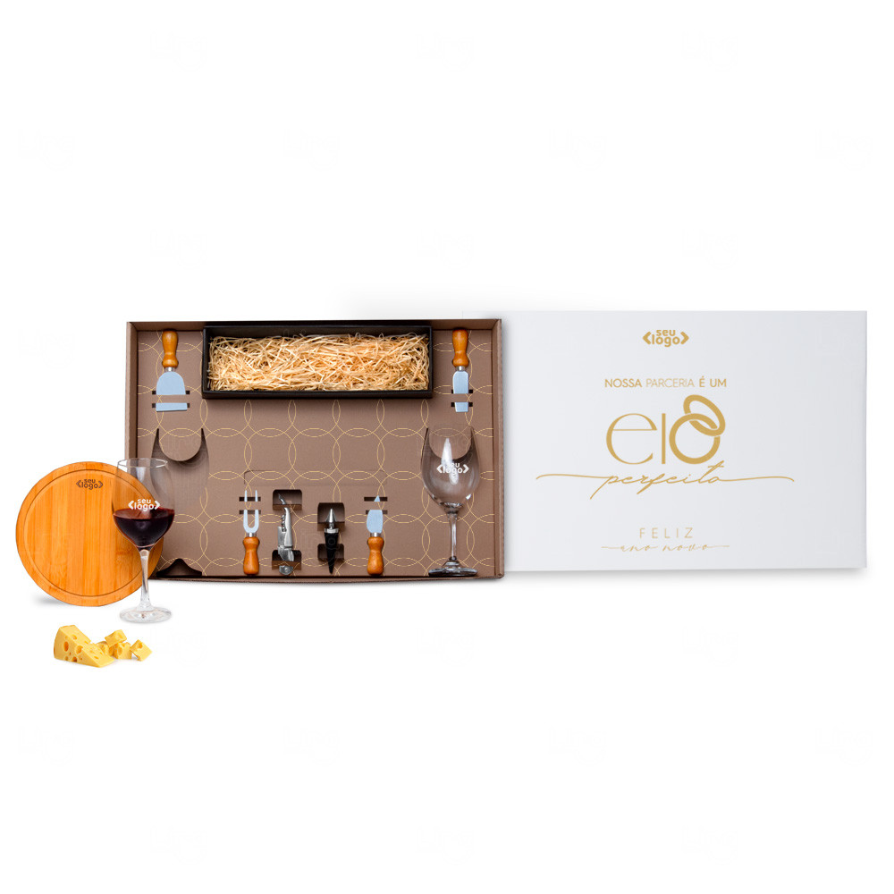 Kit Queijo e Vinho 9 Peças - Personalizado 