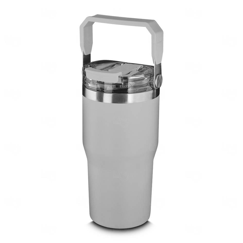 Copo Térmico Inox Personalizado - 650ml Cinza